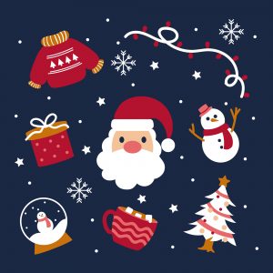 Flat Design Christmas Elements Collection – Holiday Vector Graphics Kit